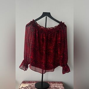 INC International Concepts Red Animal Print Blouse